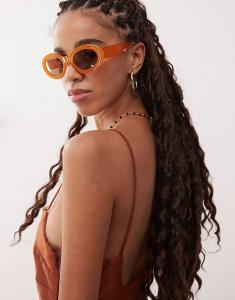 Солнцезащитные очки Reclaimed Vintage bubble oval в оранжевой оправе