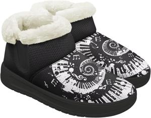 Теплые зимние ботинки для женщин с меховой подкладкой, средние по голенищу, удобные снежные ботинки для прогулок на улице, пушистая обувь Chririnla, Spiral Musical Note Print