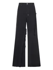 Хлопковые брюки с бахромой Rick Owens, черный