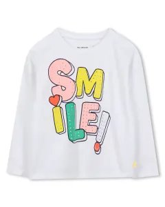 Детская футболка для девочки белого цвета из хлопка Billieblush, белый