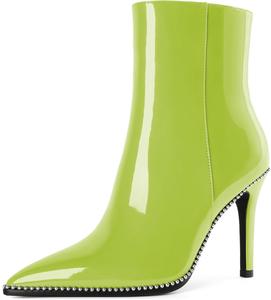 Ботильоны Joseywade на высоком каблуке для женщин, с заостренным носком, тонким стойким каблуком, боковой молнией, короткие ботинки с бусинами