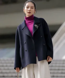 Двубортное пальто «Речной» Suite, цвет Navy [075]