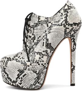 Женские ботильоны SAMMITOP с круглым носком, на шнуровке, с платформой и высокими каблуками, для вечеринок и платьев, Snake Print