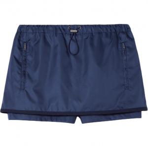 Габардиновая нейлоновая юбка-шорты с металлическим логотипом GUCCI, синий