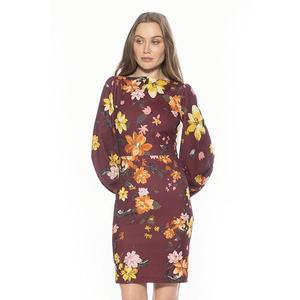 Женское платье-футляр с лодочкой и рукавами-фонариками Alexia Admor, Burgundy Multi