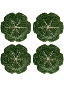 Набор Couve из четырех обеденных тарелок Bordallo Pinheiro, зеленый