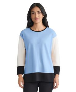 Женская футболка с длинными рукавами и цветовыми блоками Jones New York, Chintz Blue