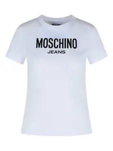 Хлопковая футболка с логотипом MOSCHINO JEANS, белый