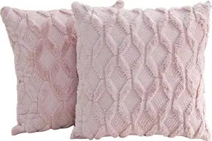 Декоративная наволочка из плюша, короткого шерстяного бархата, стиль R, искусственный мех, наволочка для дивана, спальня, 2 шт., 45,7 x 45,7 см, бежевый JedBesetzt