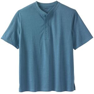 Мужская легкая безусадочная футболка Kingsize Big & Tall на пуговицах на пуговицах KingSize, цвет Heather Slate Blue