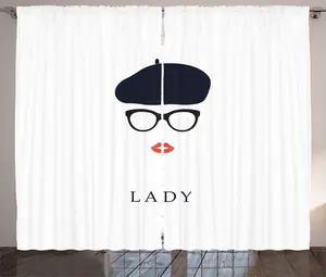 Шторы ABAKUHAUS Rustic Lip, французские очки, универсальные ленточные шторы для гостиной с петлями и крючками, 280 x 175 см, цвет лососевый, черный, белый Abakuhaus