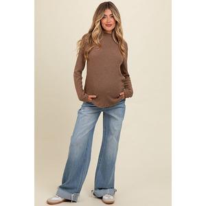 Синие джинсы для беременных с отворотами, свободные, широкие штанины. Pinkblush