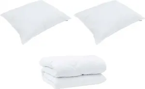 Зимнее одеяло с подушкой, 3 шт., белое, из микрофибры vidaXL