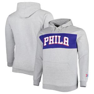 Мужской пуловер с капюшоном с фирменной надписью Heather Grey Philadelphia 76ers Big & Tall Wordmark Fanatics