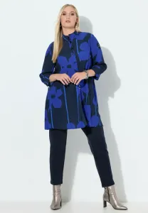 Платье-Рубашка punto di roma с цветочным принтом Ulla Popken, Marine