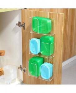 Набор из 3 акриловых органайзеров для дверц кухонных шкафов, для хранения крышек контейнеров Tupperware, настенные прозрачные контейнеры для кладовой YIGII, прозрачный