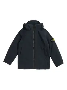 Куртка на молнии с капюшоном Stone Island Junior, черный