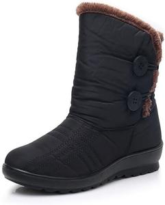 Женские зимние ботинки, снегоступы, теплые короткие водонепроницаемые ботинки до щиколотки с противоскользящей подошвой, утепленные мехом, хлопковые, с мягкой подошвой, для улицы Qacksv, Black