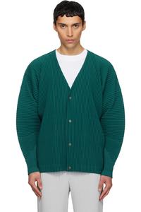 Homme Plissé Issey Miyake Зеленый кардиган с плиссировкой