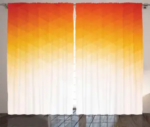 Штора ABAKUHAUS Modern Rustic, Digital Retro Triangle, присборенная тесьма для спальни с петлями и крючками, 280 x 175 см, цвет: оранжево-кремовый, желтый Abakuhaus