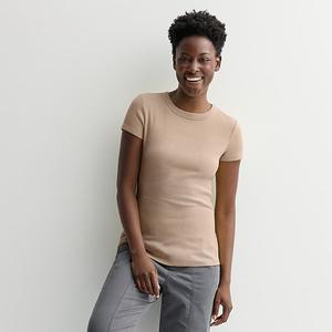 Футболка с коротким рукавом Petite rib crewneck Sonoma Goods For Life, Mocha Froth