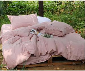 YIZUFU Комплект постельного белья Solid Flax из льна с индивидуальным дизайном и застежкой на пуговицах