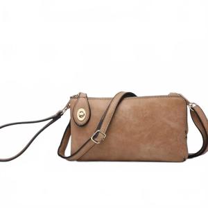 Кросс-боди клатч с запястным ремешком и поворотной застежкой в цвете мокко Jen & Co., мокко