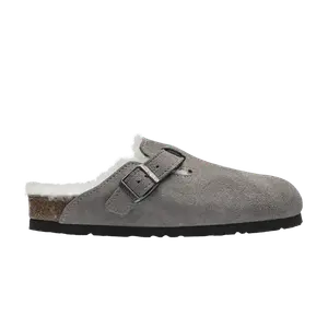 Кроссовки Birkenstock Boston Shearling Suede Stone Coin, серый