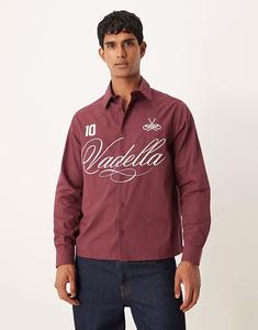 Рубашка свободного кроя с вышивкой бордового цвета Asos Design