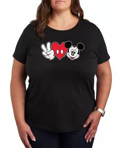 Модная футболка с рисунком Peace love Mickey размера плюс Hybrid Apparel, черный