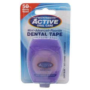 Мятная вощеная лента с фтором 50 метров Active Oral Care, Dental Tape