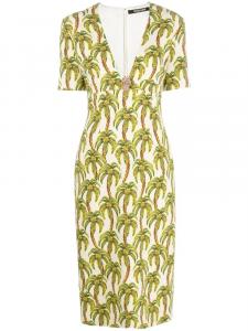 Roberto Cavalli платье миди с принтом, нейтральный