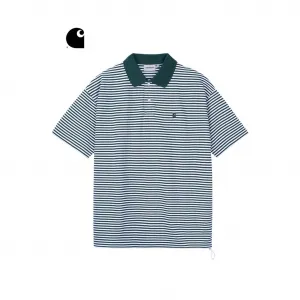 Футболка-поло мужская с воротником-поло умеренного прямого кроя Carhartt WIP, whm/белый