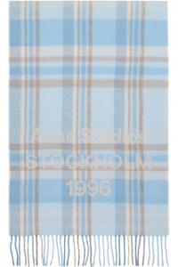 Acne Studios Синий шарф с бахромой и логотипом