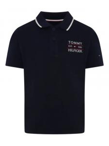 Рубашка поло с контрастным воротником Tommy Hilfiger Junior, синий