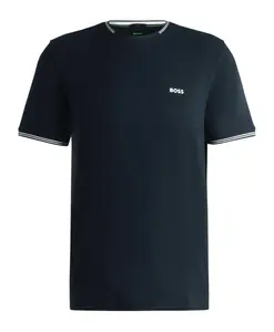 Футболка с полосатым логотипом синего цвета. Hugo, синий