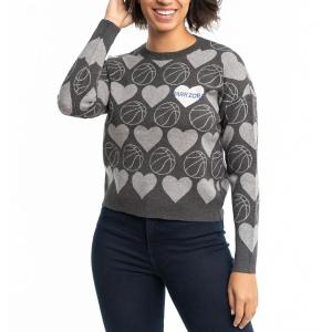 Женский темно-серый пуловер Lusso Golden State Warriors Basketball Love с кристаллами интарсии, свитер