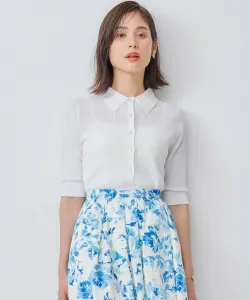 Поло из прозрачной трикотажной ткани с воротником Suite L, цвет Ivory [002]