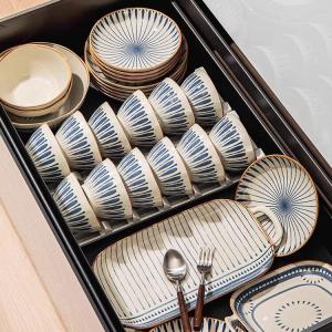 Ceramics Набор японских мисок и тарелок для дома, 2025 новая керамическая посуда с винтажным подглазурным цветом, подарок на новоселье, свадебный сервиз And-Shoku на 10 персон 44 предмета