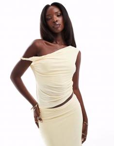 Облегающий топ с открытыми плечами Asos Design, светло-кремовый