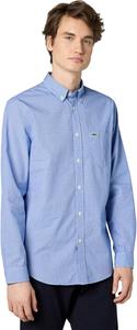 Lacoste мужская длинная рубашка в клетку Gingham на пуговицах, Marina/White Gingham