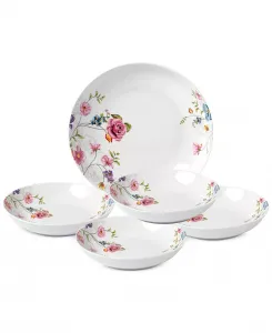 Набор для пасты/универсальных мисок Floral из 5 предметов Lorren Home Trends, white