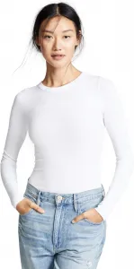 Enza Costa Женский топ с длинными рукавами и круглым вырезом из стрейч-шелкового ребра