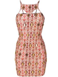 Платье мини с вырезами и цветочным принтом Amir Slama, красный