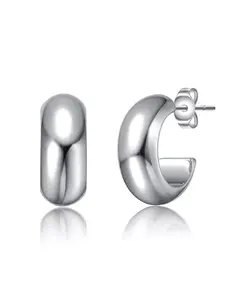 Классические трубчатые серьги-кольца с покрытием из белого золота или 14-каратного золота Rachel Glauber, silver