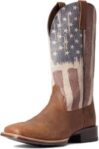 Мужские ковбойские сапоги ARIAT Taylor Distressed Flag Patriot Ultra с полной кожей, широкие - 10038395, Sorrel Crunch
