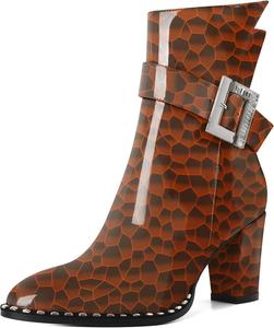 Женские ботильоны Eldof с округлым носком, массивным каблуком, бусинами, осенние короткие ботинки с пряжкой, боковой молнией, каблук 7,5 см