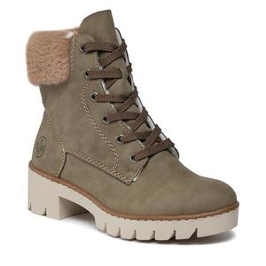 Ботинки женские Rieker утепленные на шнуровке, зеленый