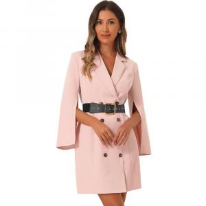 Женское элегантное офисное платье-пиджак с поясом и пуговицами на пуговицах ALLEGRA K, розовый
