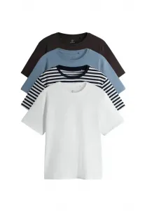 Комплект из 4 футболок с коротким рукавом, стандартного кроя. The Set, Chocolate Brown Stripe Light Blue White